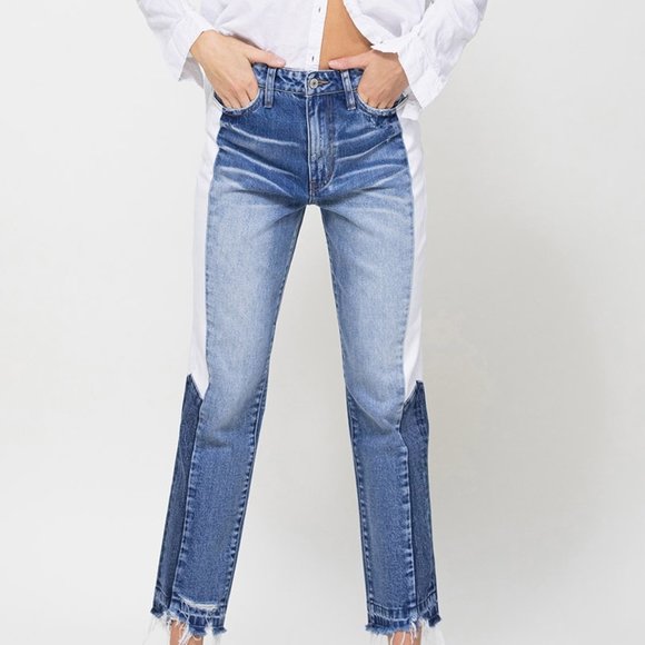 VERVET Super High Rise Straight Crop W Side Blocking Panel - Picture 2 of 12